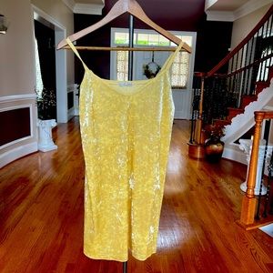 Zara Velvet Yellow Mini Dress Size S